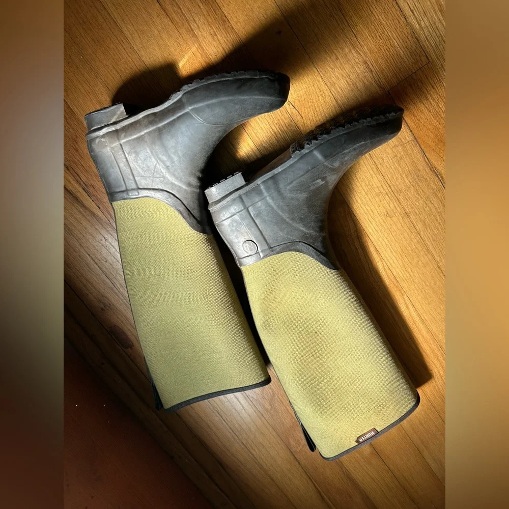 Hunter canvas & rubber green boots 39/7 gently worn RARE MODEL / Vintage 8.5 US - Picture 3 of 7